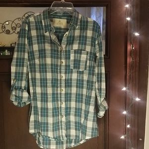 Atmosohere torqoise plaid blouse